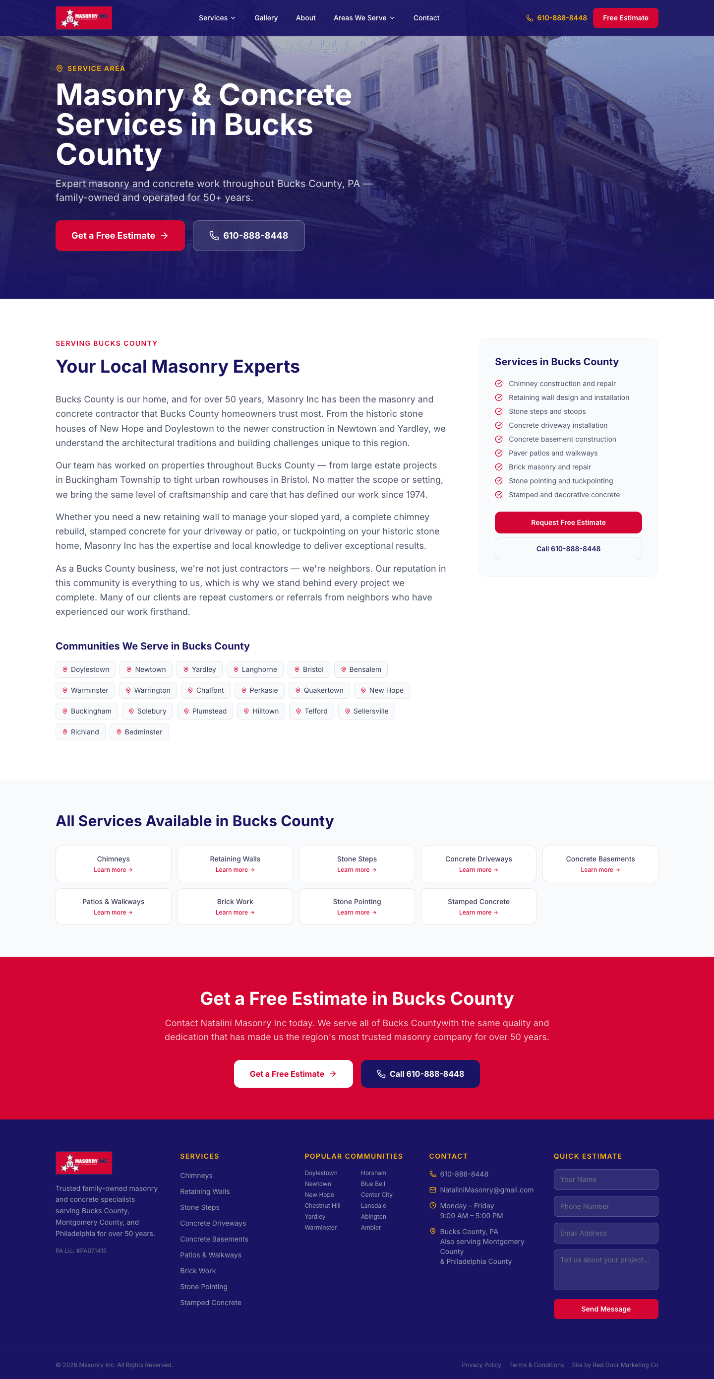 Bucks County area page