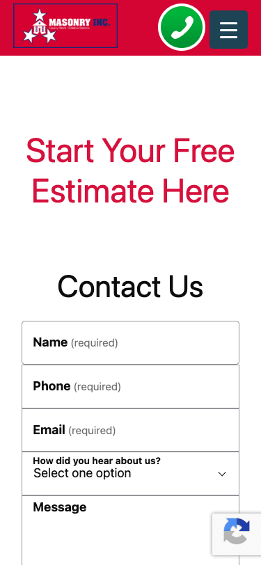 Old contact page on mobile