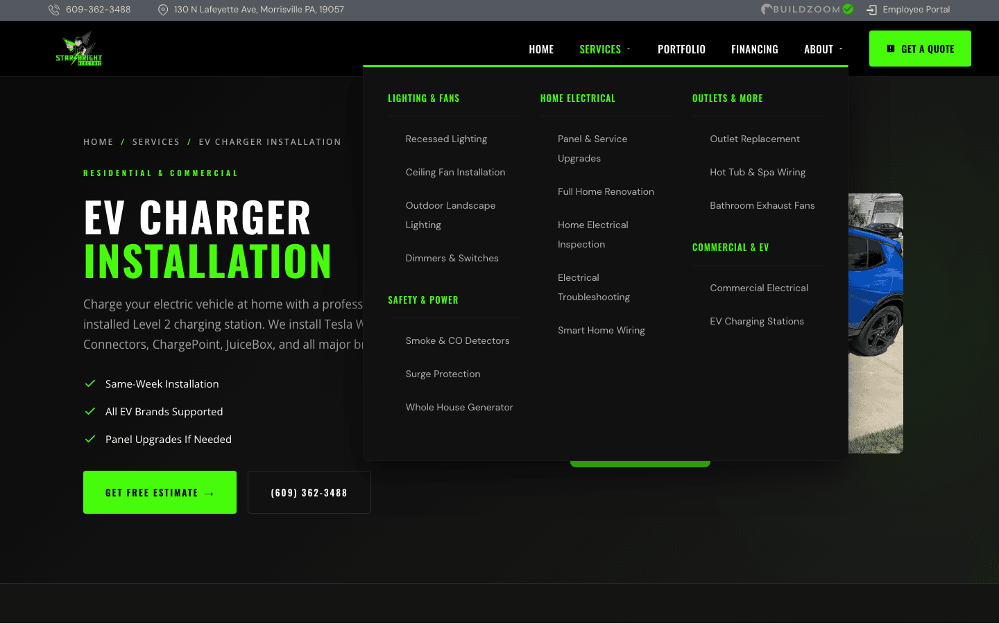 EV charging specialization page