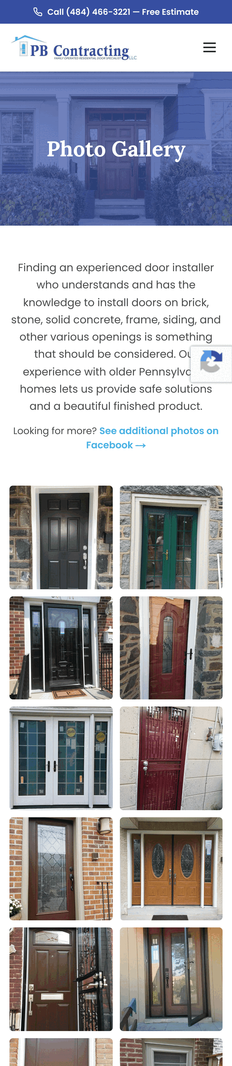 PB Contracting new gallery page on mobile